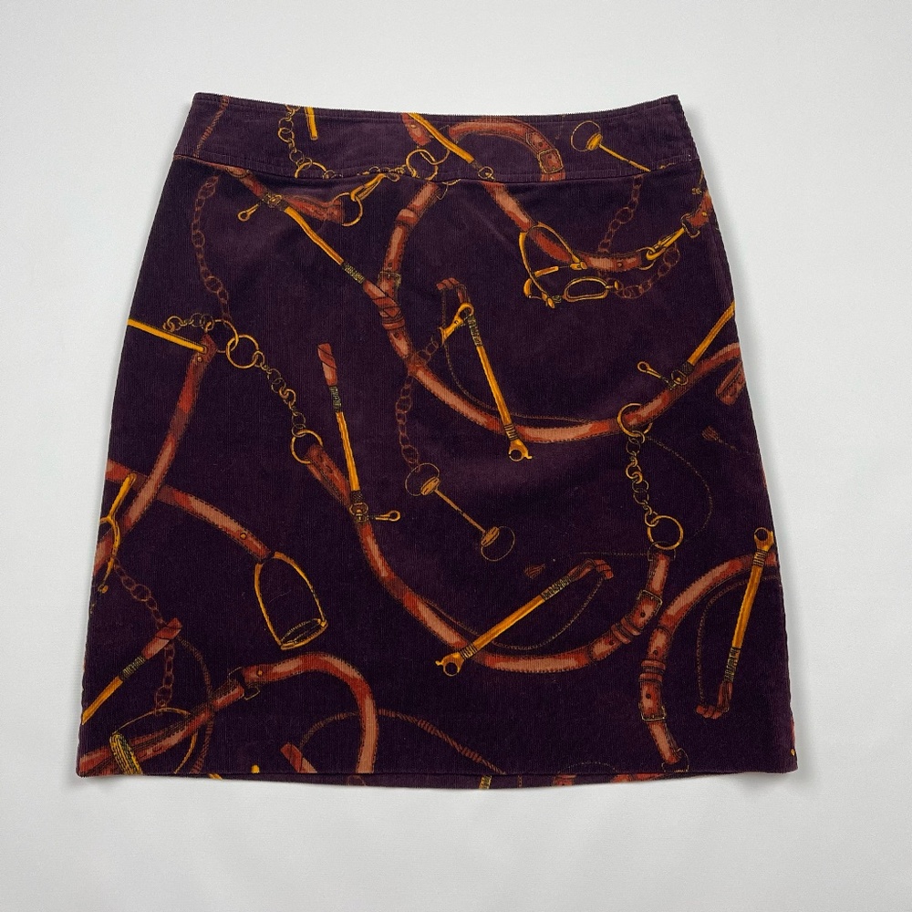 Talbots Burgundy Equestrian Horsebit Corduroy Pencil Skirt